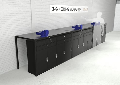 row bench_locker_drawer units 3D_Scene 4