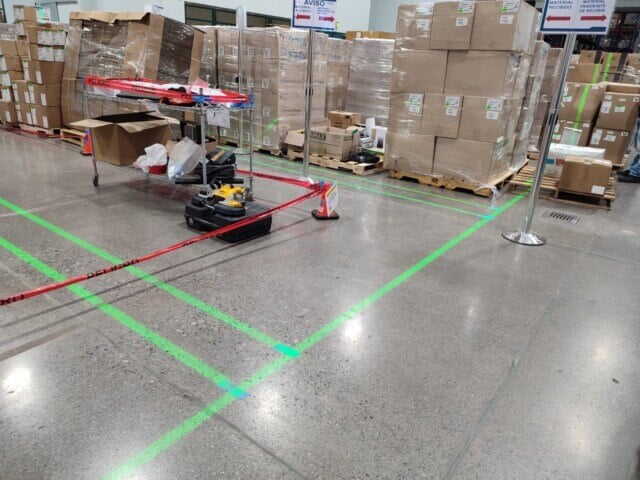 Laser projected floor marking lines